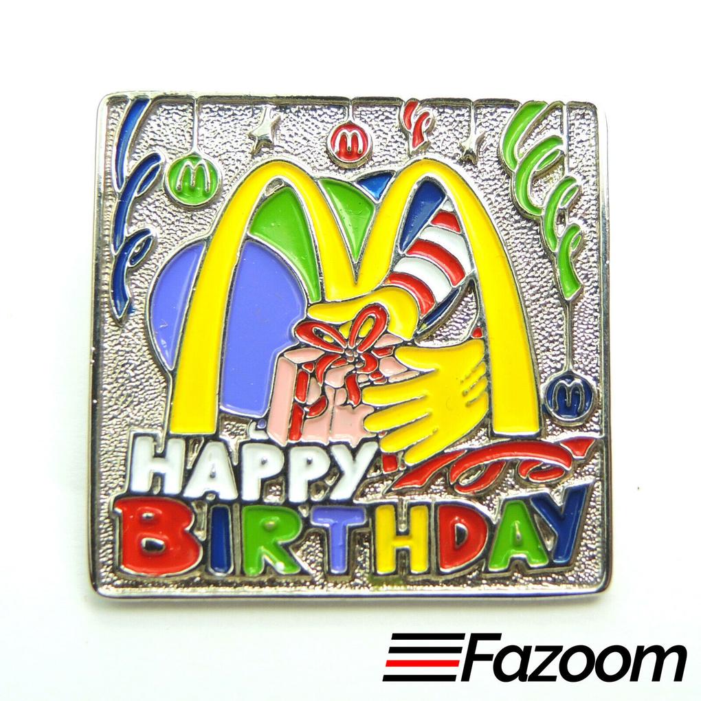 McDonald's Happy Birthday Silver Tone Lapel Pin
