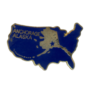 Anchorage Alaska US Map Overlay Lapel Pin Front