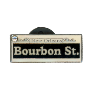 New Orleans Bourbon St. Street Sign Lapel Pin Front