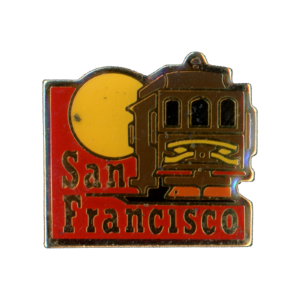 San Francisco Cable Car Moon Lapel Pin Front