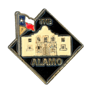 The Alamo San Antonio Texas Flag Diamond Lapel Pin Front