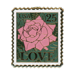 USPS 25 Cent Love Rose Stamp 1988 Lapel Pin Front